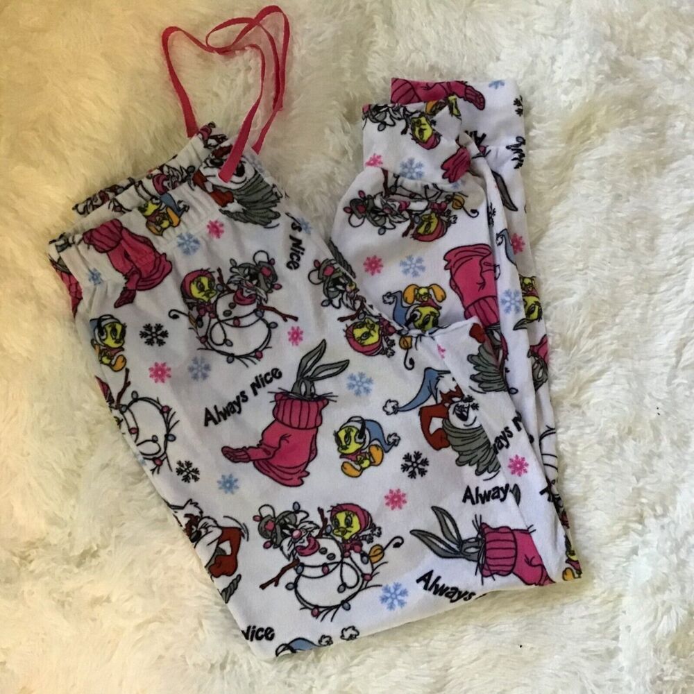 Loony Tunes Christmas Lounge Pants Size S Fleece Pajama Pants Bottoms